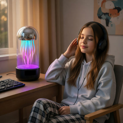 Jellyfish Lamp Speaker with LED Clock Display