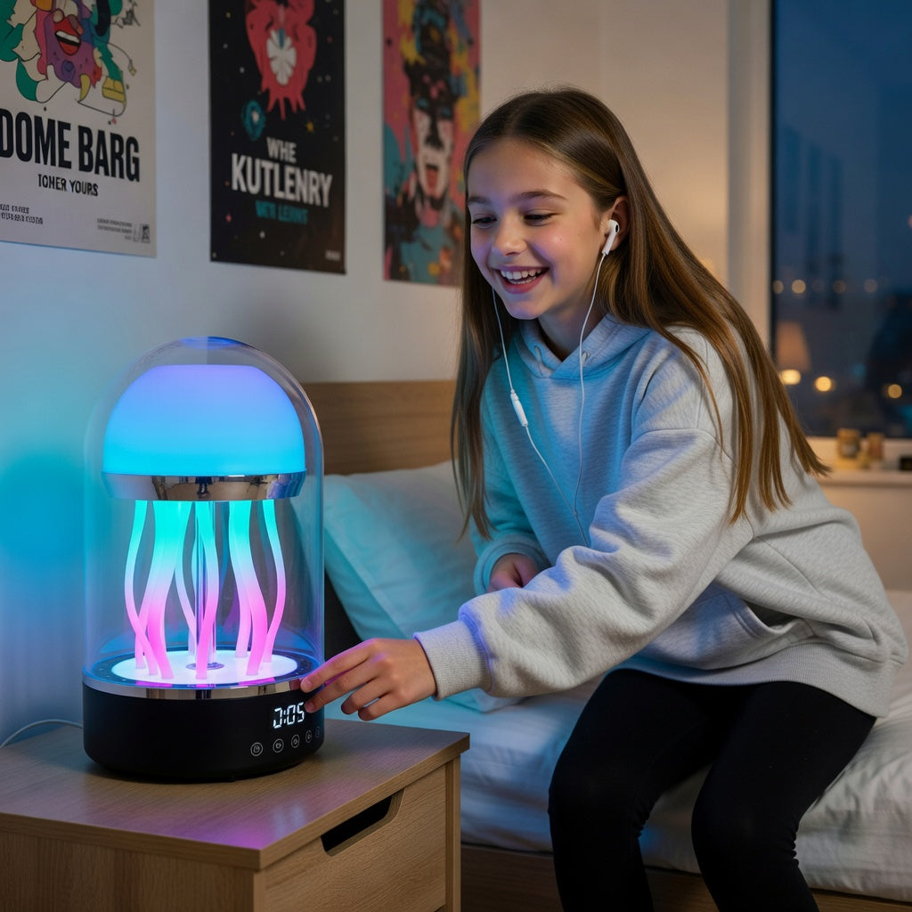 Jellyfish Lamp Speaker with LED Clock Display
