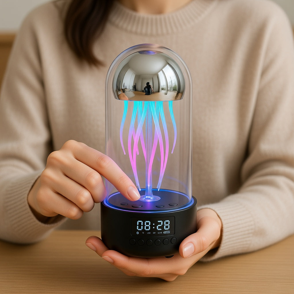 Jellyfish Lamp Speaker with LED Clock Display
